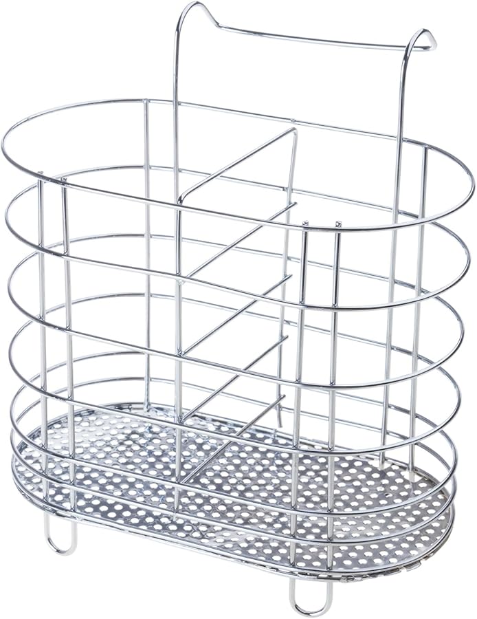 Stainless Steel Kitchen Utensil Holder Sink Drying Rack For Spoons Forks Chopsticks - Image 3